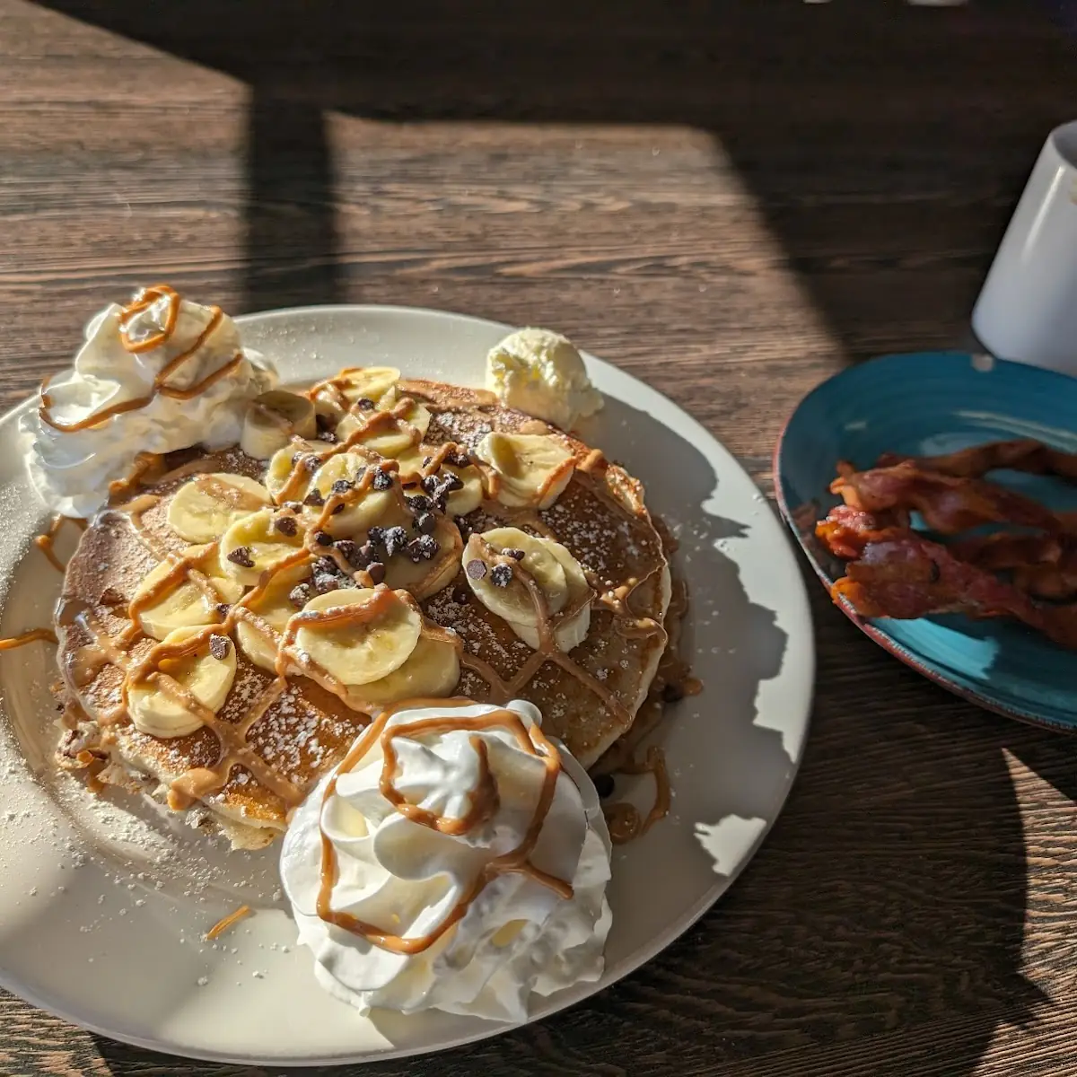 Peanut Butter Chocolate Chip Banana Pancakes