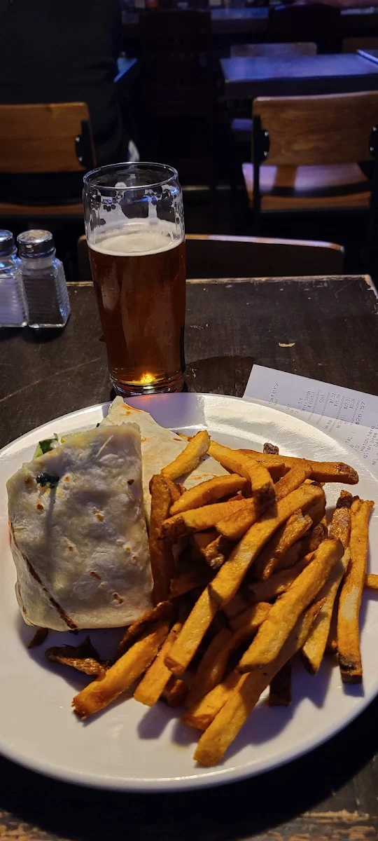 Crispy Chicken Greek Wrap with Pub Fries, Toby's Pub & Eatery