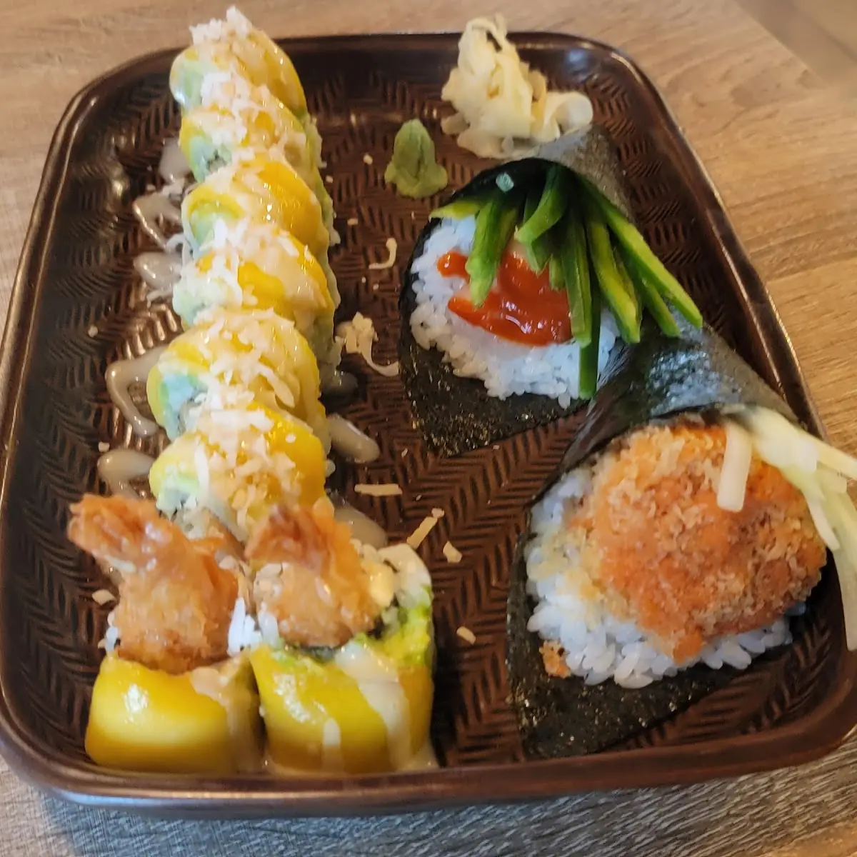 Coconut Shrimp and Spicy Tuna Roll