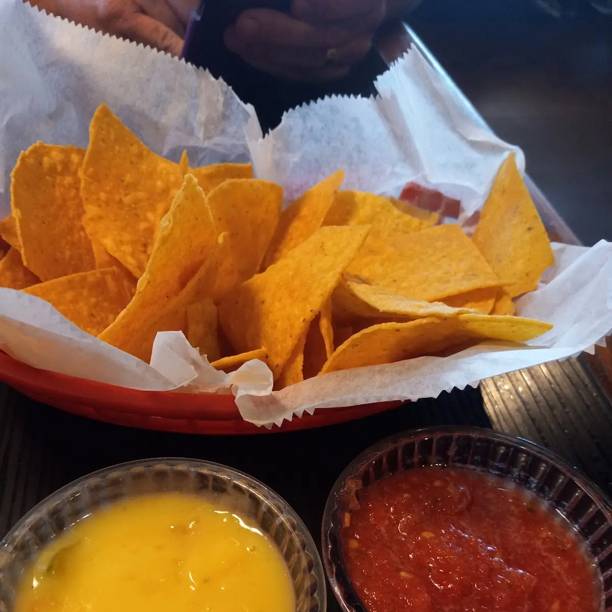 Chips Cheese Dip and Salsa