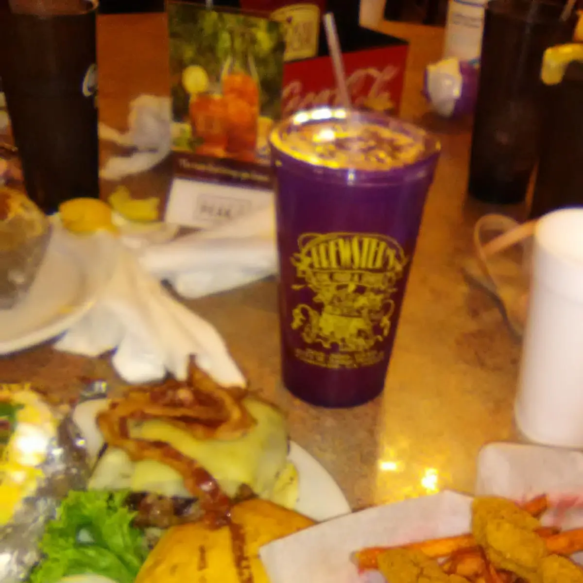 Brewster Burger Dinner with Loaded Baked Potato and Catfish Basket
