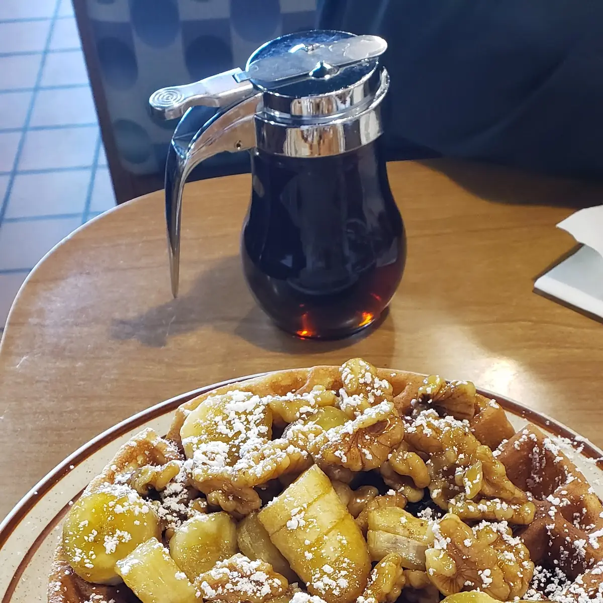 Caramelized Banana Walnut Waffle