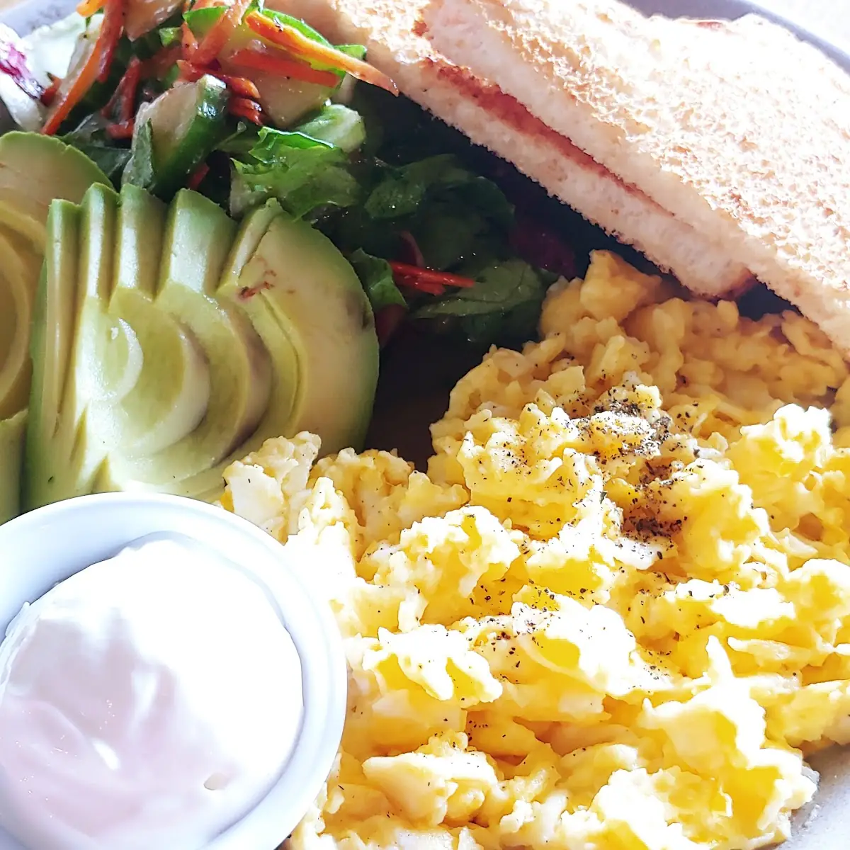 Scrambled Eggs Avocado Salad