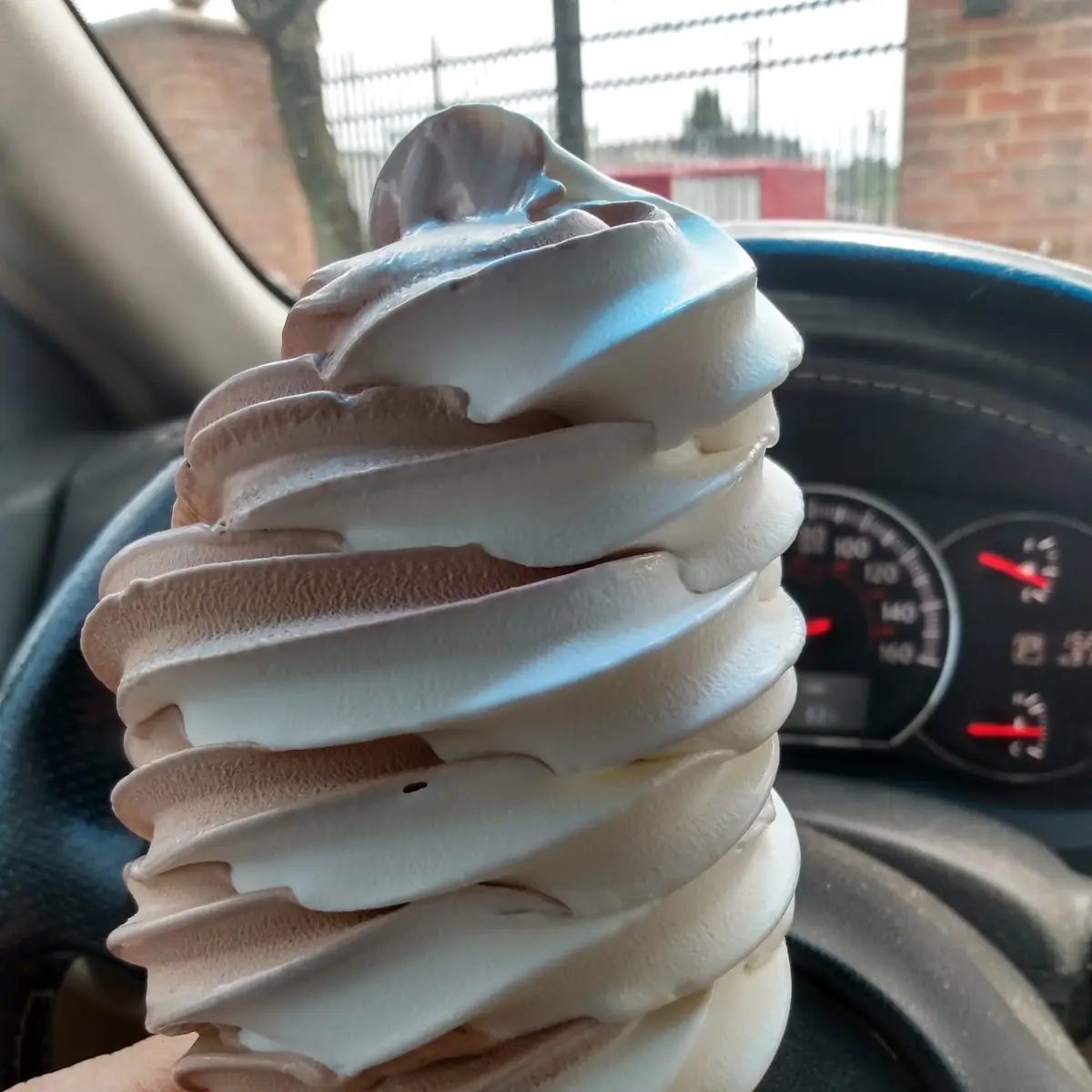 Soft Chocolate and Vanilla Ice Cream Cone