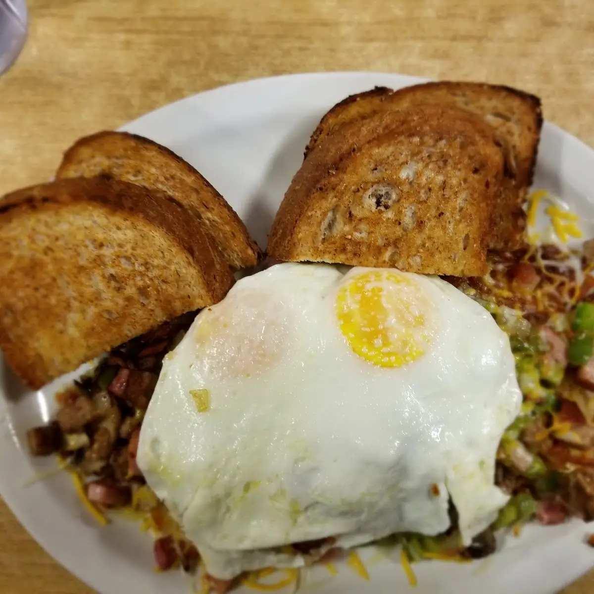 Meat Lovers Omelette with Crispy Hashbrown
