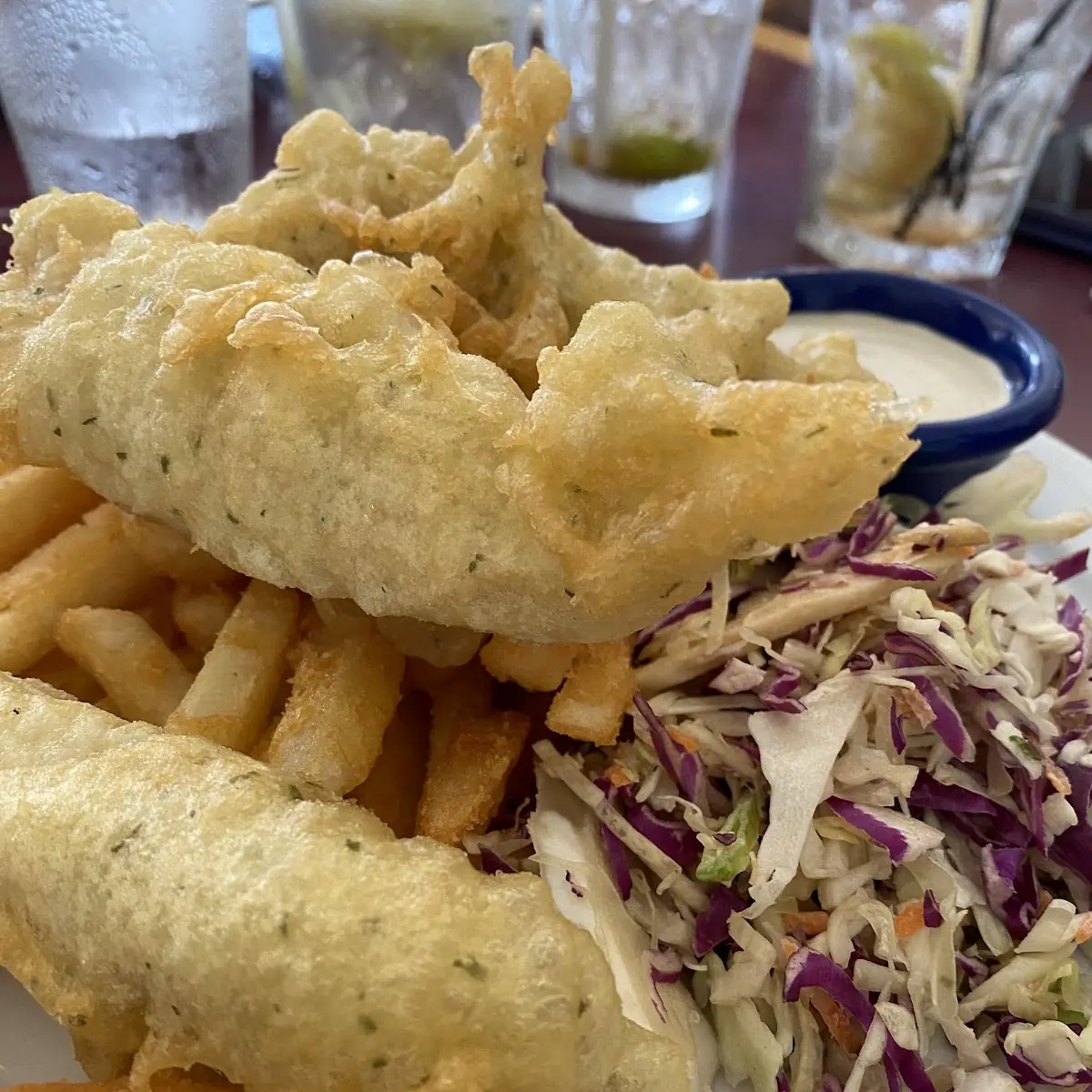 Beer Battered Fish and Chips and Slaw