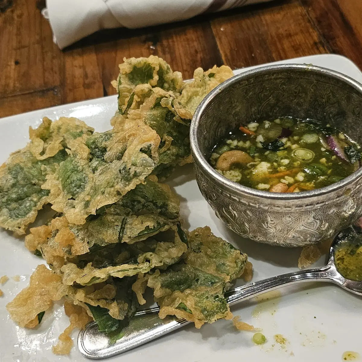 Fried Spinach Salad