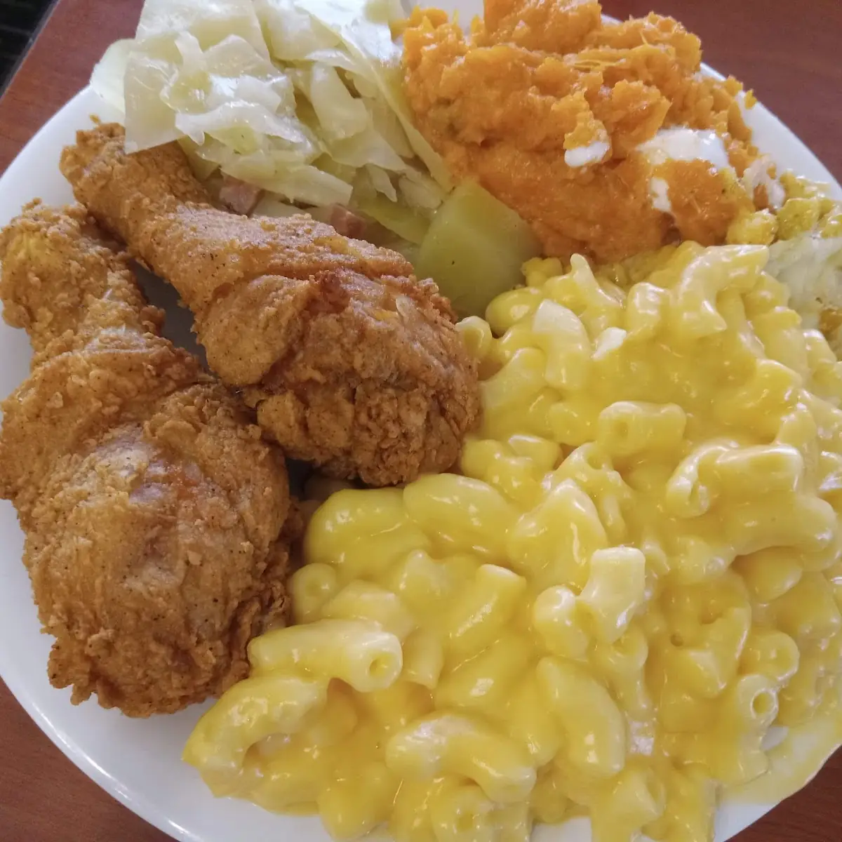 Fried Chicken Mac N Cheese Cabbage