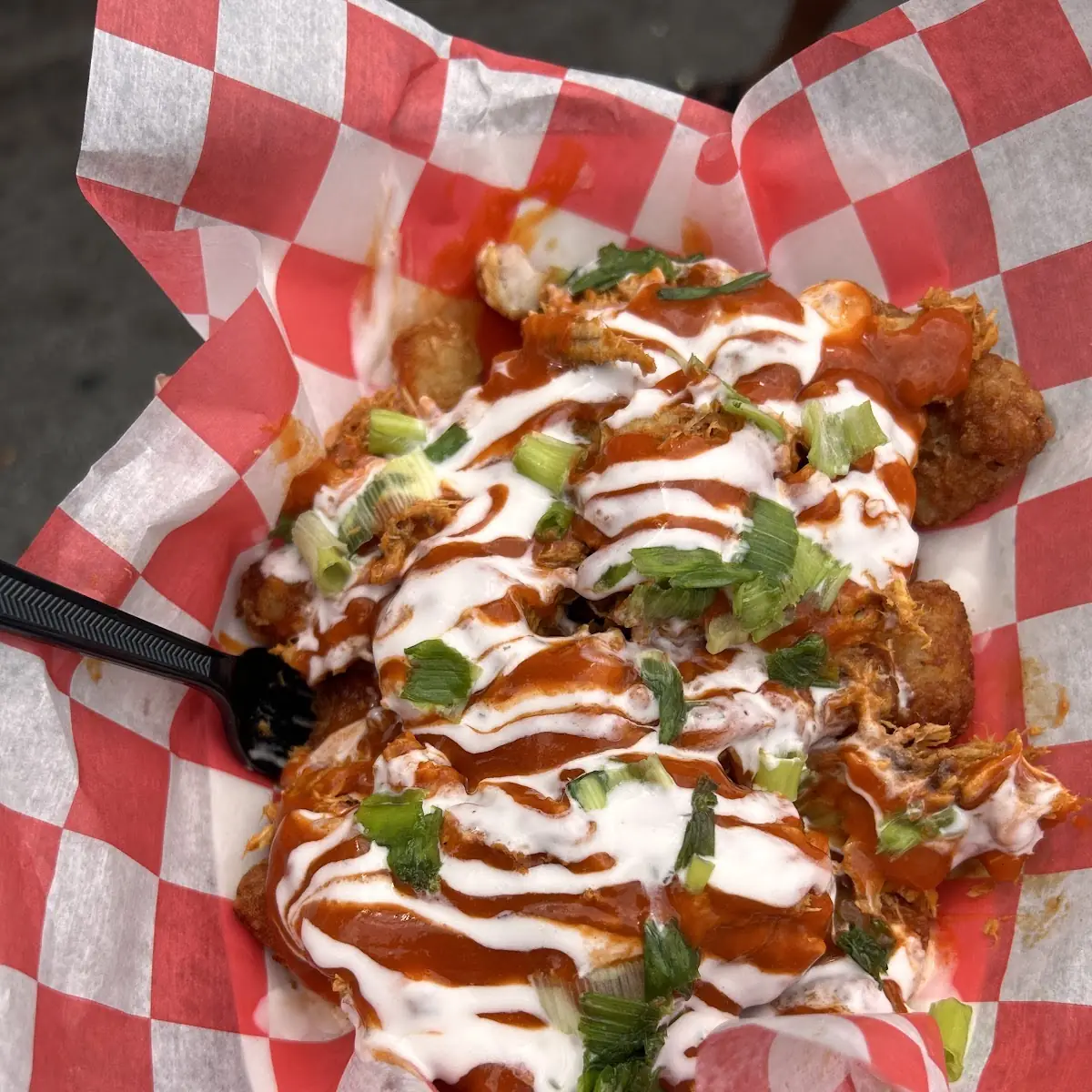 Buffalo Tots-Tots Piled High w Buffalo Chicken
