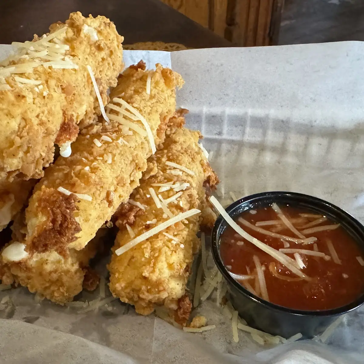 Hand Breaded Fried Mozzarella with Marinara Ranch or Both