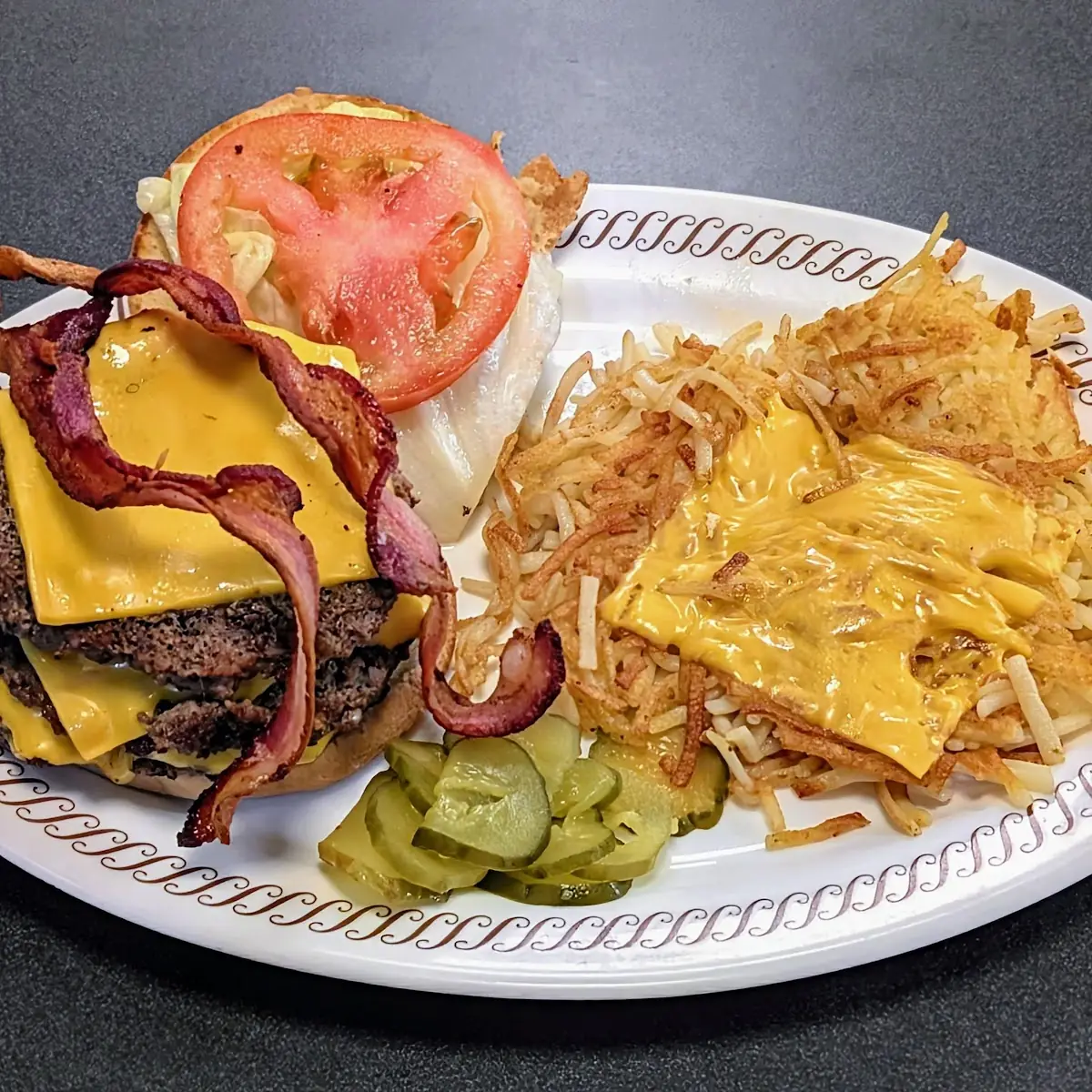 Triple Cheeseburger with Hashbrowns