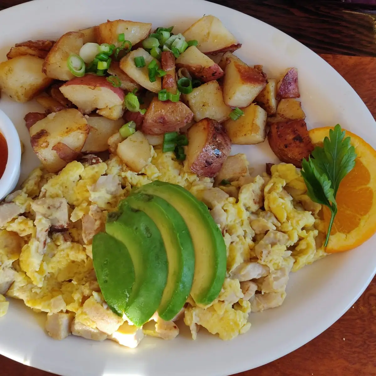 Scrambled Eggs Home Fries and Toast