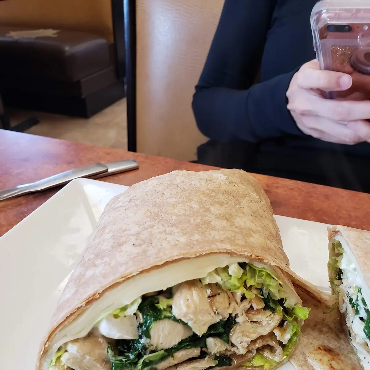 Chicken Wrap with Cheese Spinach and Lettuce