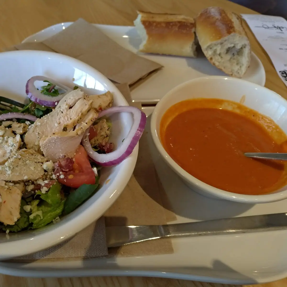 Chicken Caesar Salad with Butternut Squash Soup