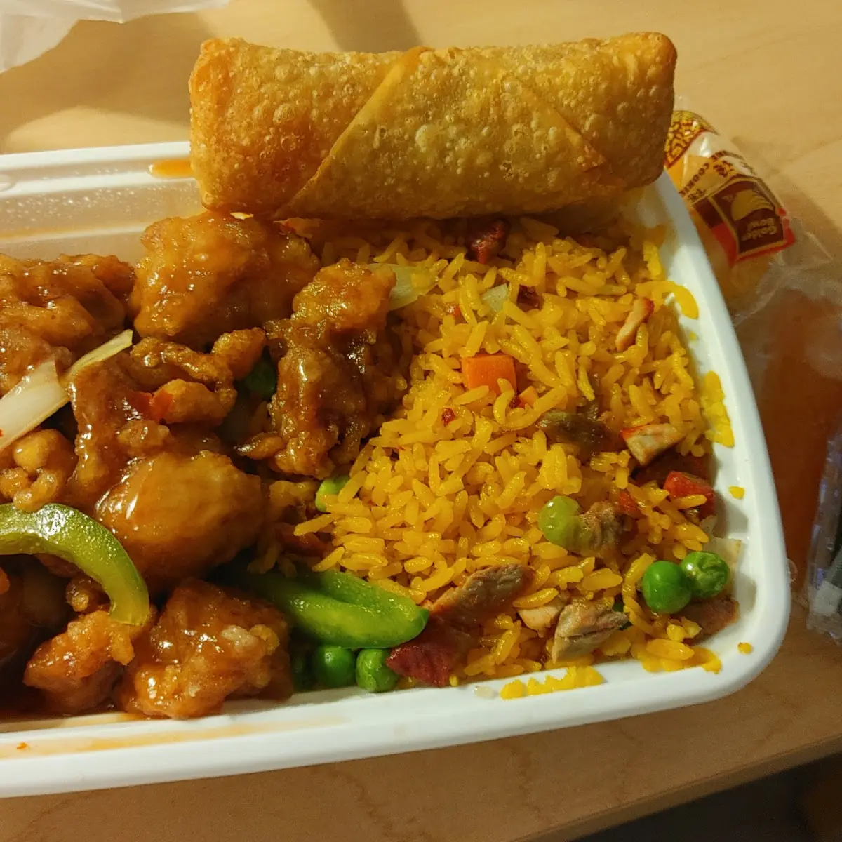 General TSO's Combination with Pork Fried Rice & Egg Roll