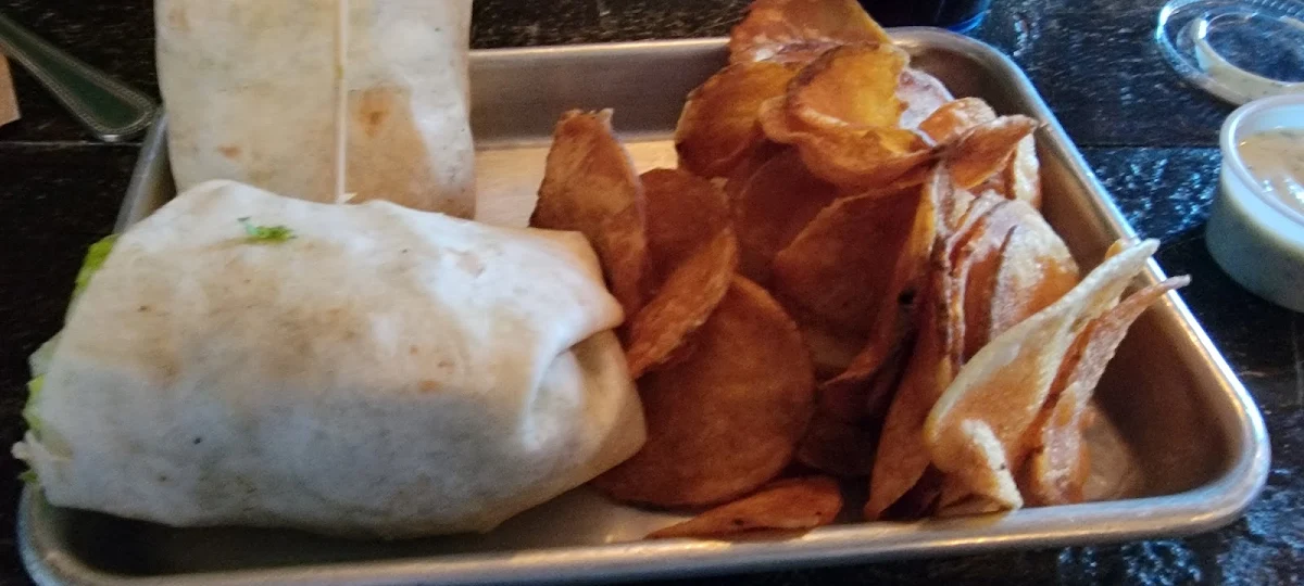 Ceasar Chicken Wrap and Homemade Chips
