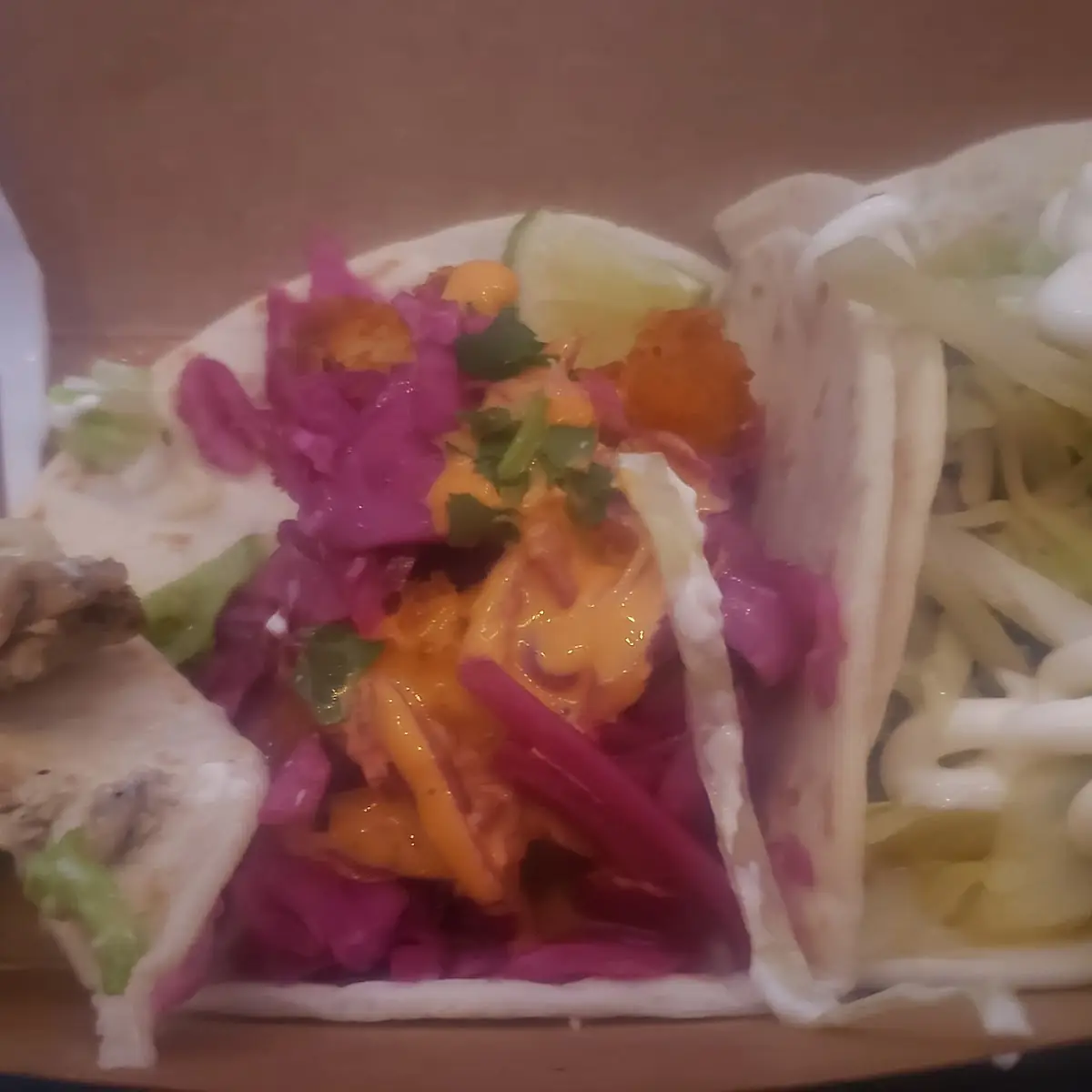 Two 101 Chicken Tacos and a Shrimp Taco
