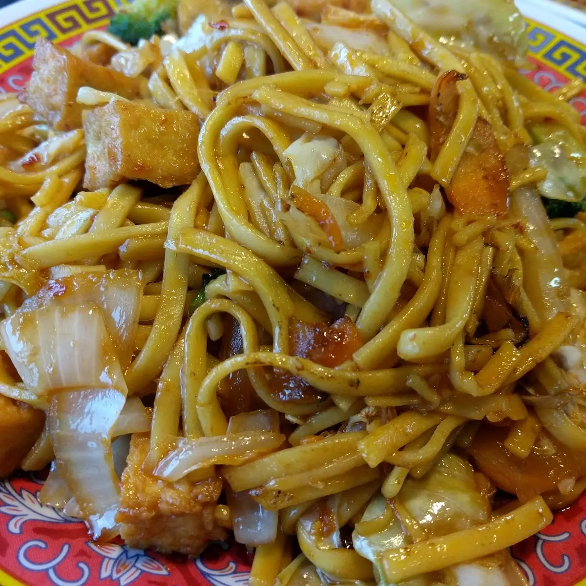 Vegetable Lo Mein with Fried Tofu