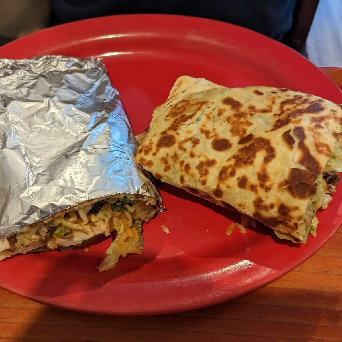 One Bean Burrito and One Quesadilla