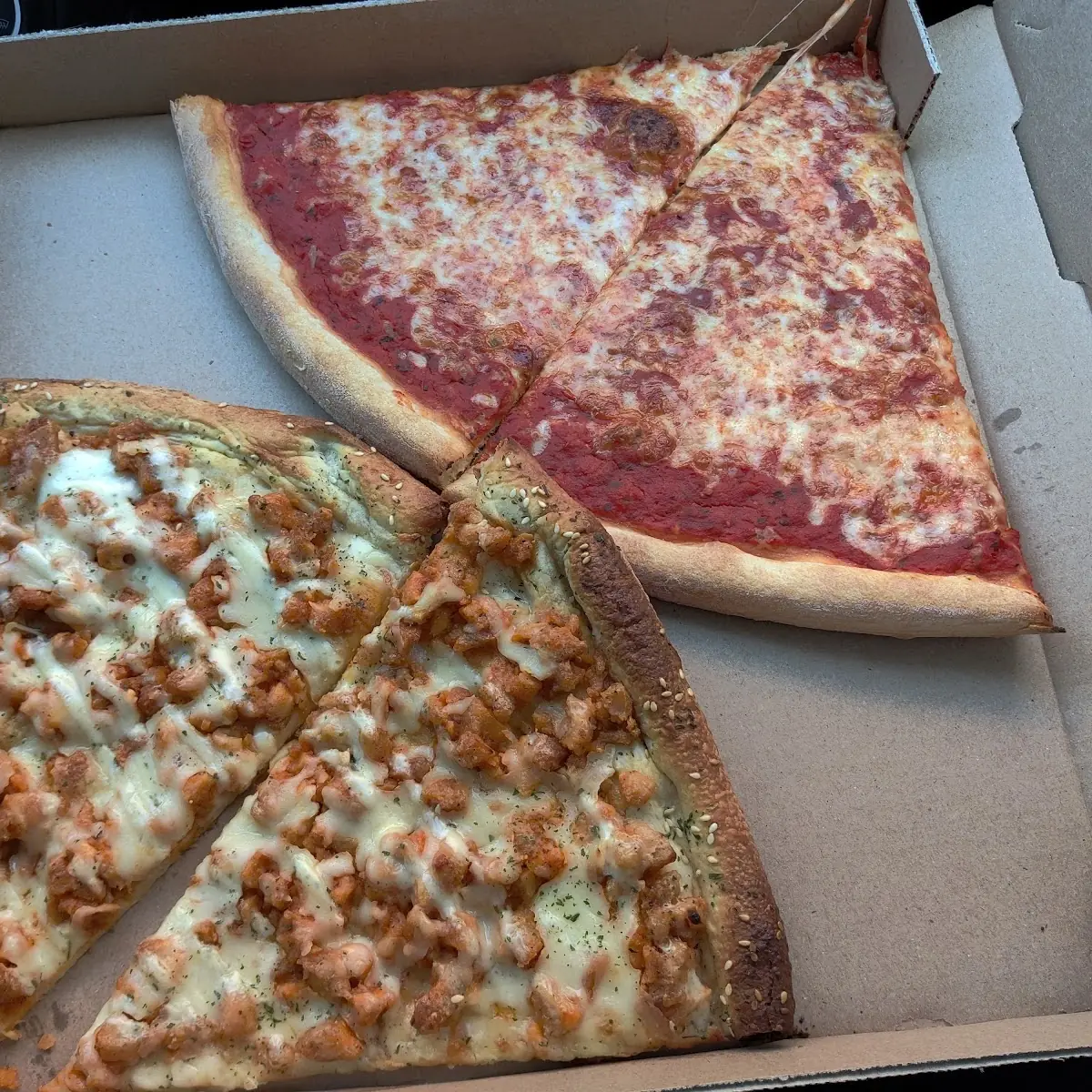 Cheese Pizza Slice & Buffalo Pizza