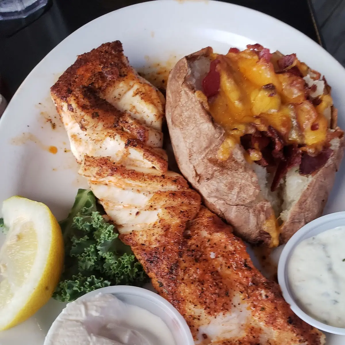 Grilled Rockfish with Baked Potato Broccoli