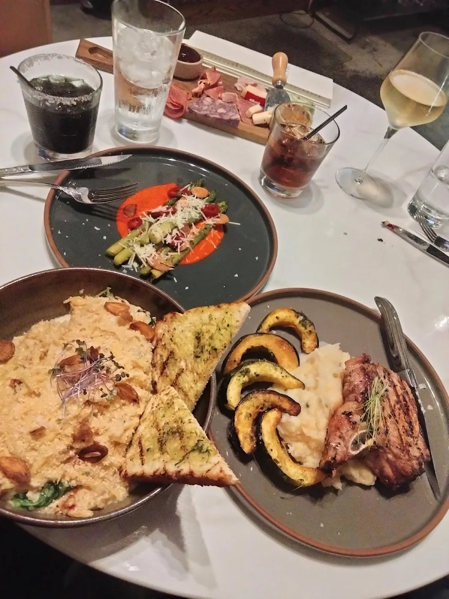 Spaghetti Squash Asparagus and Pork Chop