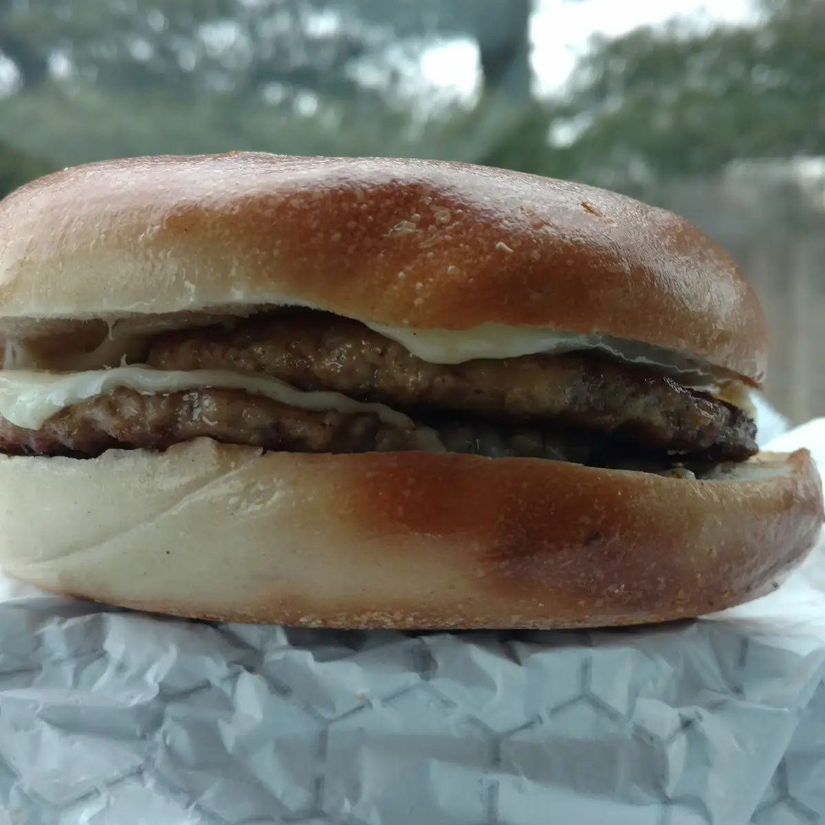 Sausage and Cheese on Plain Bagel