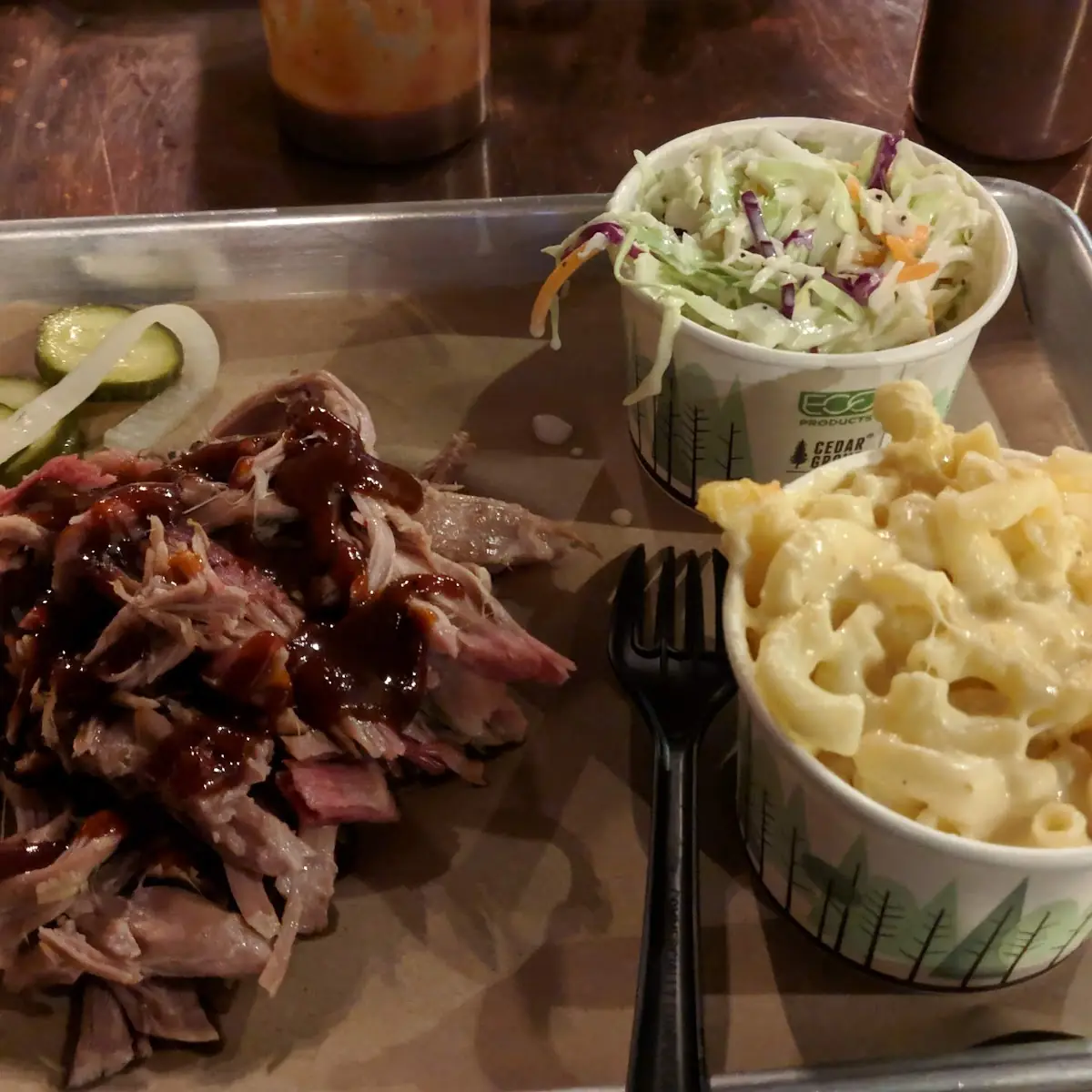 Pulled Pork Baked Potato Salad and Coleslaw