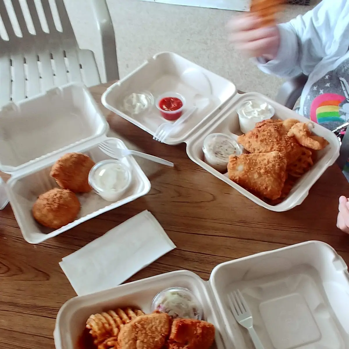 Fried Ono and Waffle Fries