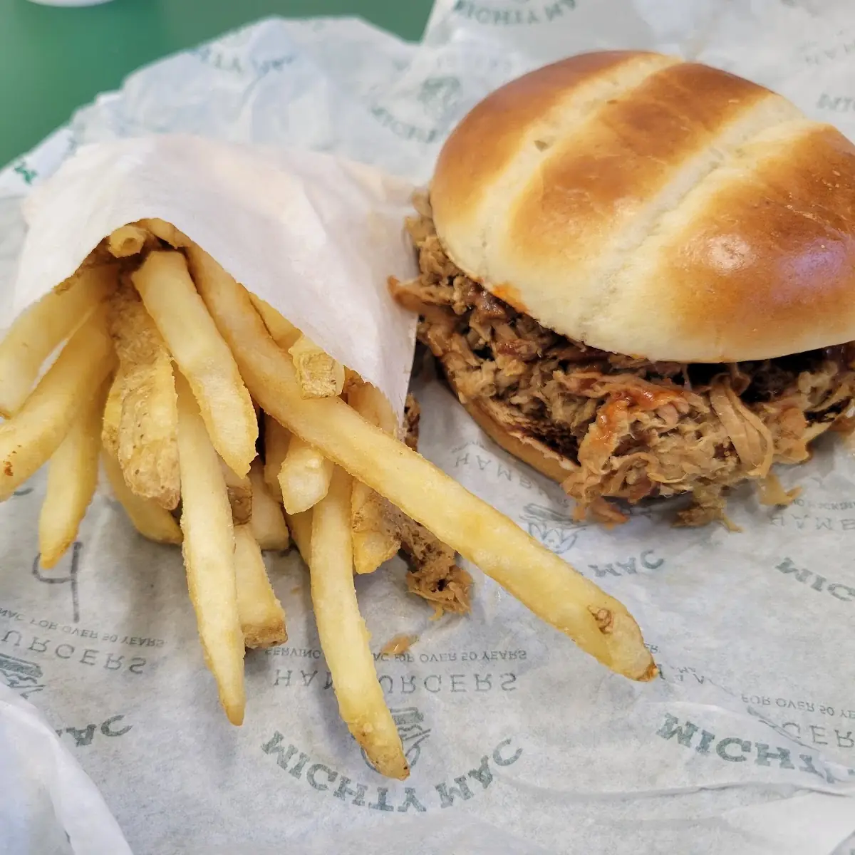 Pulled Pork Sandwich and Fries