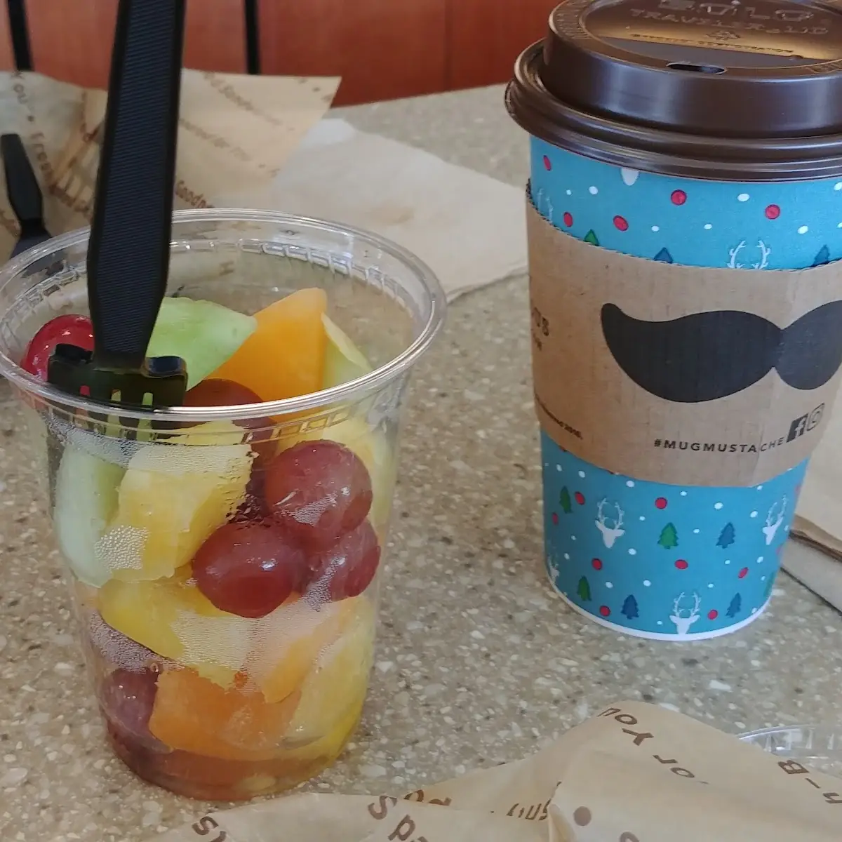 Fruit Cup & Caramel Latte