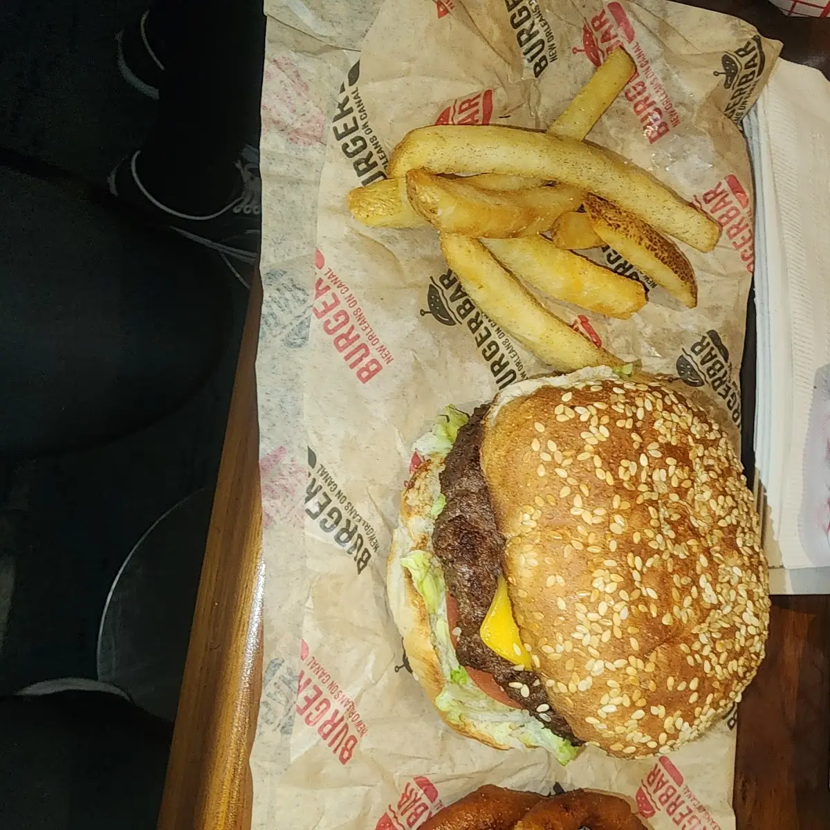 Cheese Burger and Fries Onion Rings
