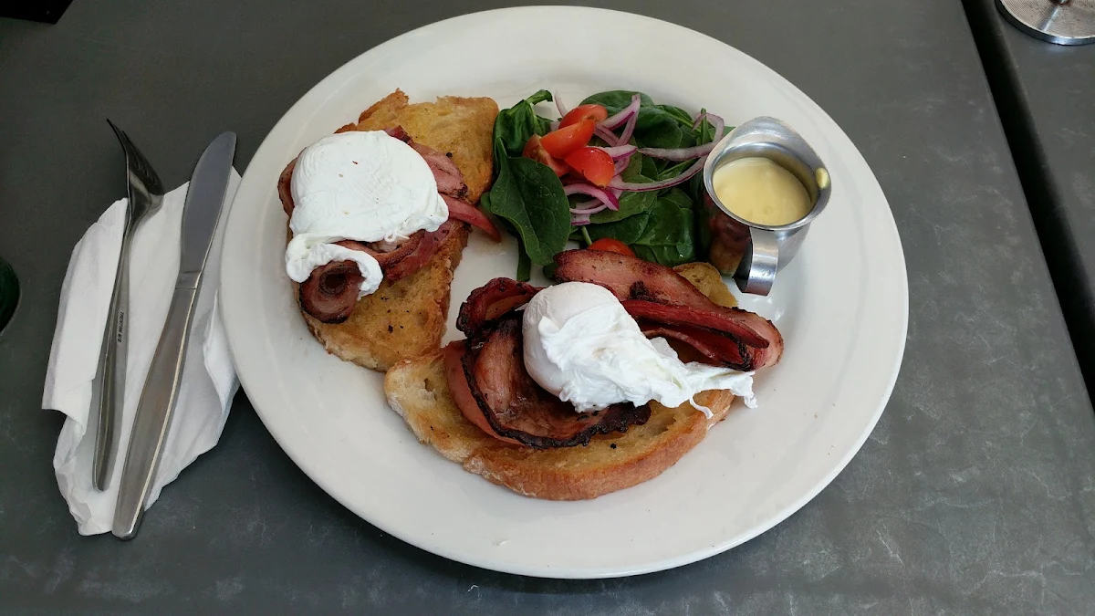 Eggs on Toast with Bacon, Coast Roast Coffee