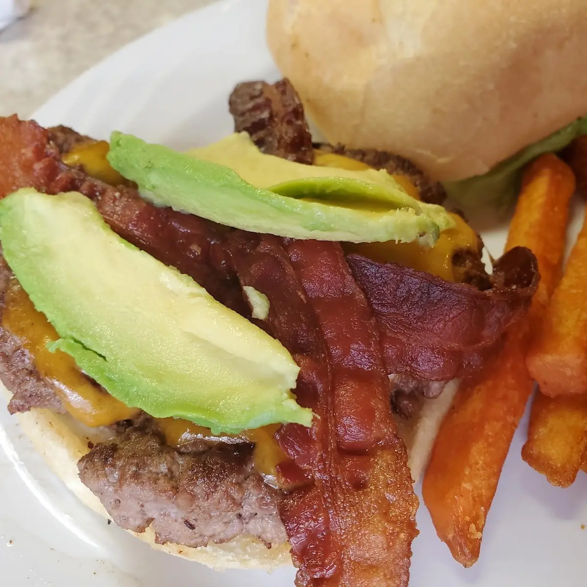 Avocado Burger Plus Bacon Slices