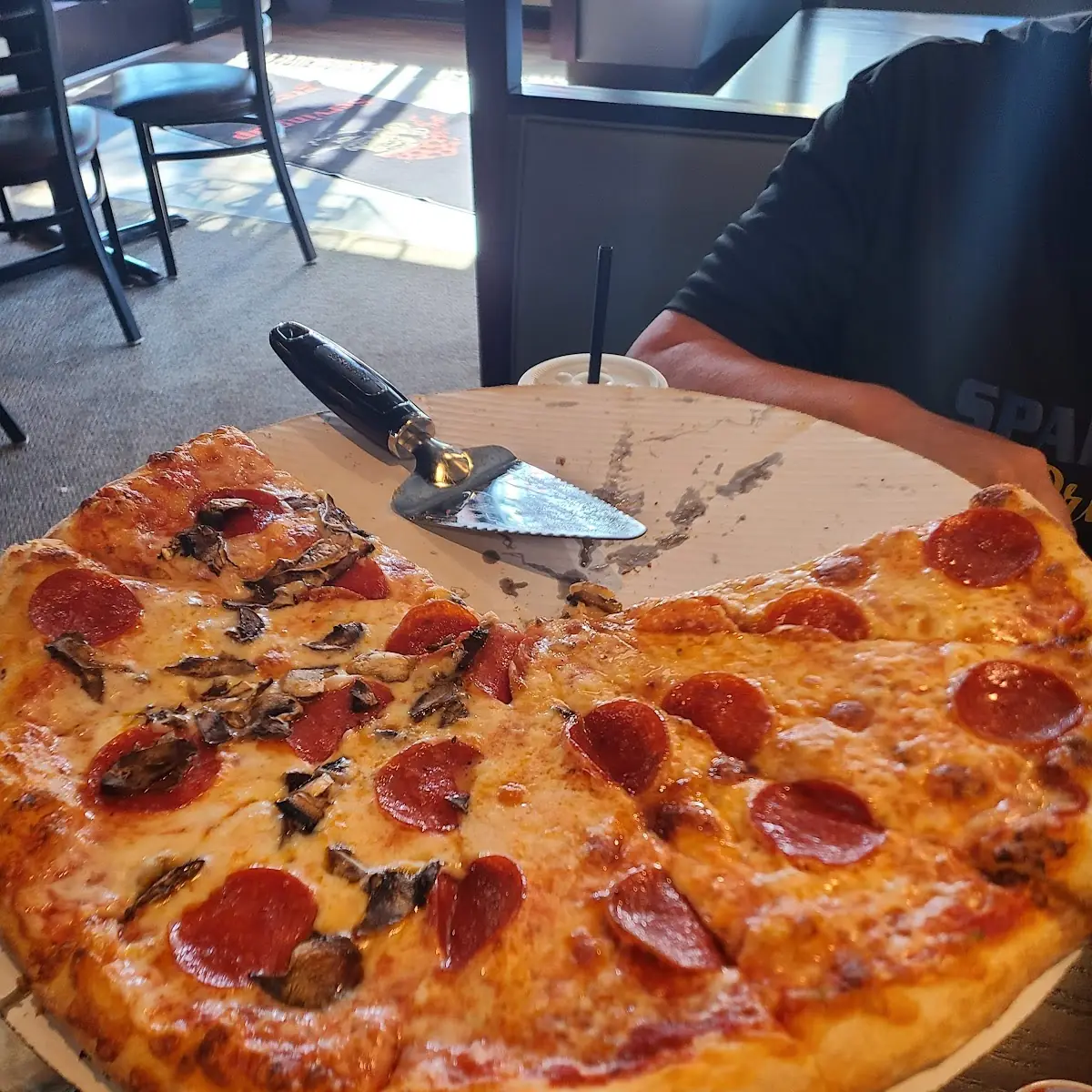 Large Pepperoni and Mushroom Pizza