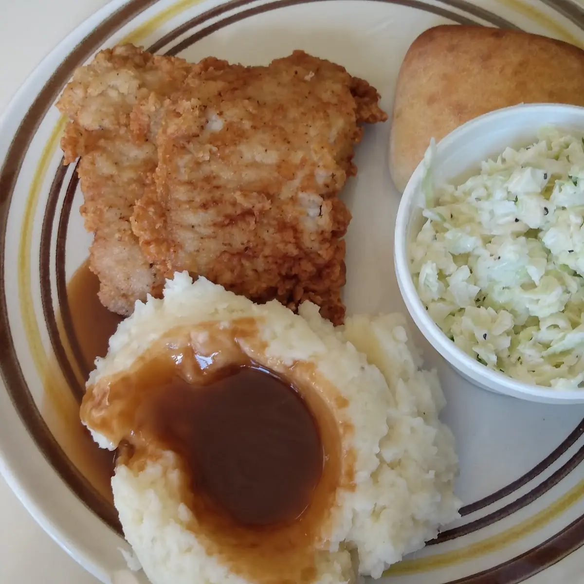 Pork Chop Mashed Potatoes and Slaw