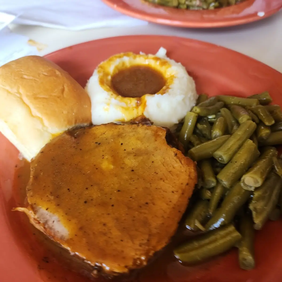 Pot Roast Green Beans Mashed Potatoes and Gravy