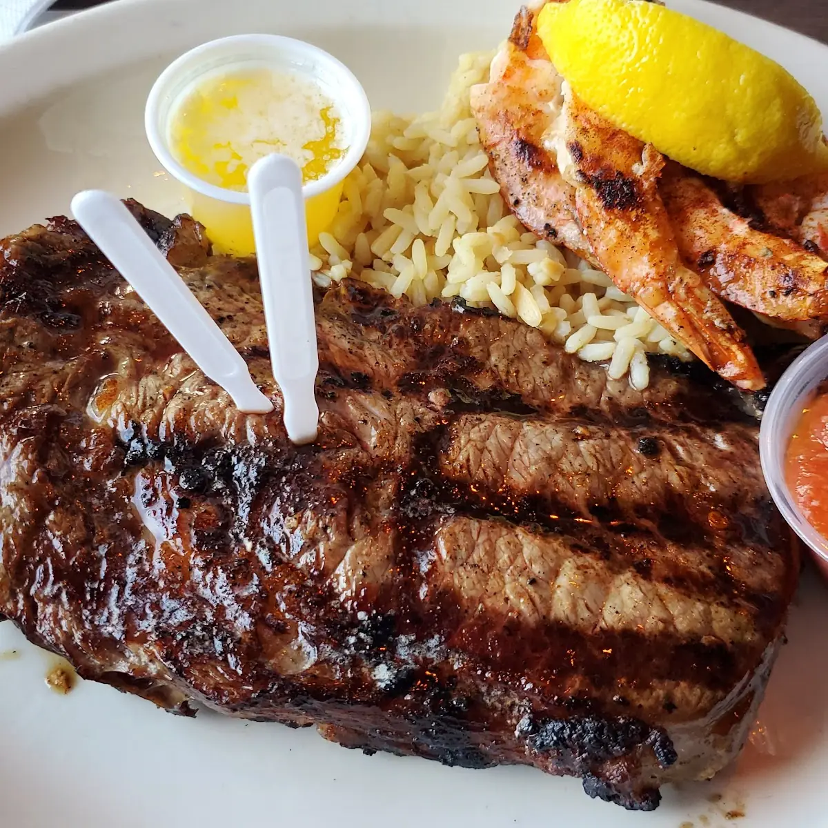 Ribeye and Grilled Shrimp