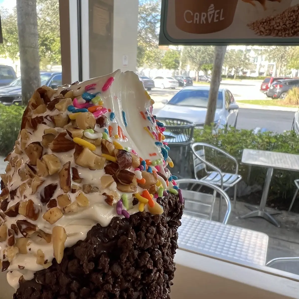 Soft Serve Vanilla Cone with Nuts and Sprinkles