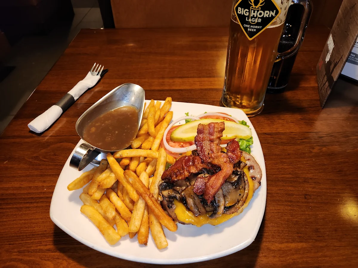 Bacon Mikeburger w Fries and Gravy, MR MIKES SteakhouseCasual