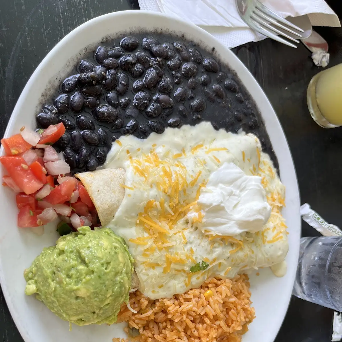 Kerbey Queso Enchiladas and Fried Rice