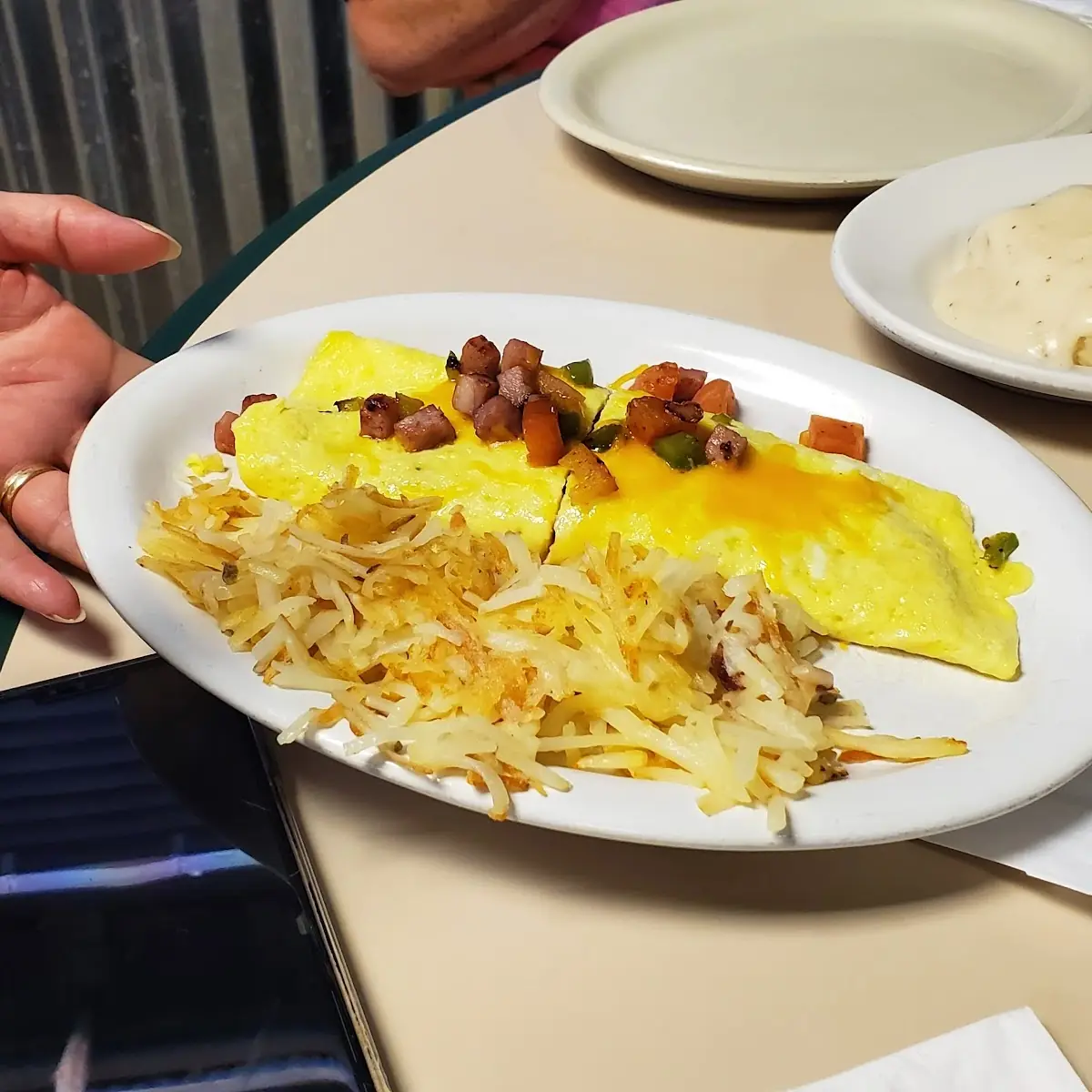 Western Omelet with Hash Browns