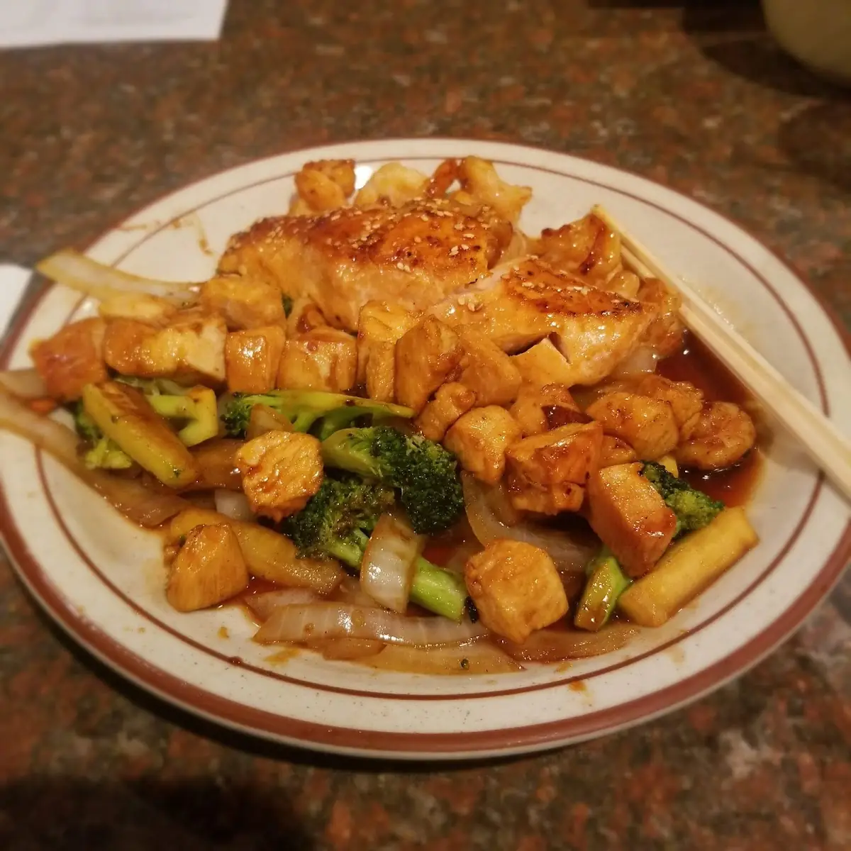 Chicken and Salmon Teriyaki Combo Dinner