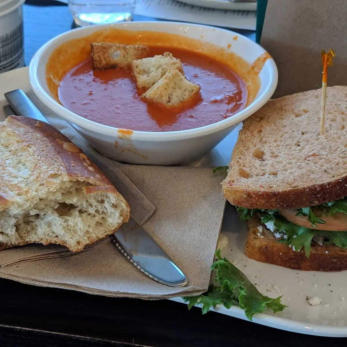 French Onion Soup with Avacado Chicken Panini