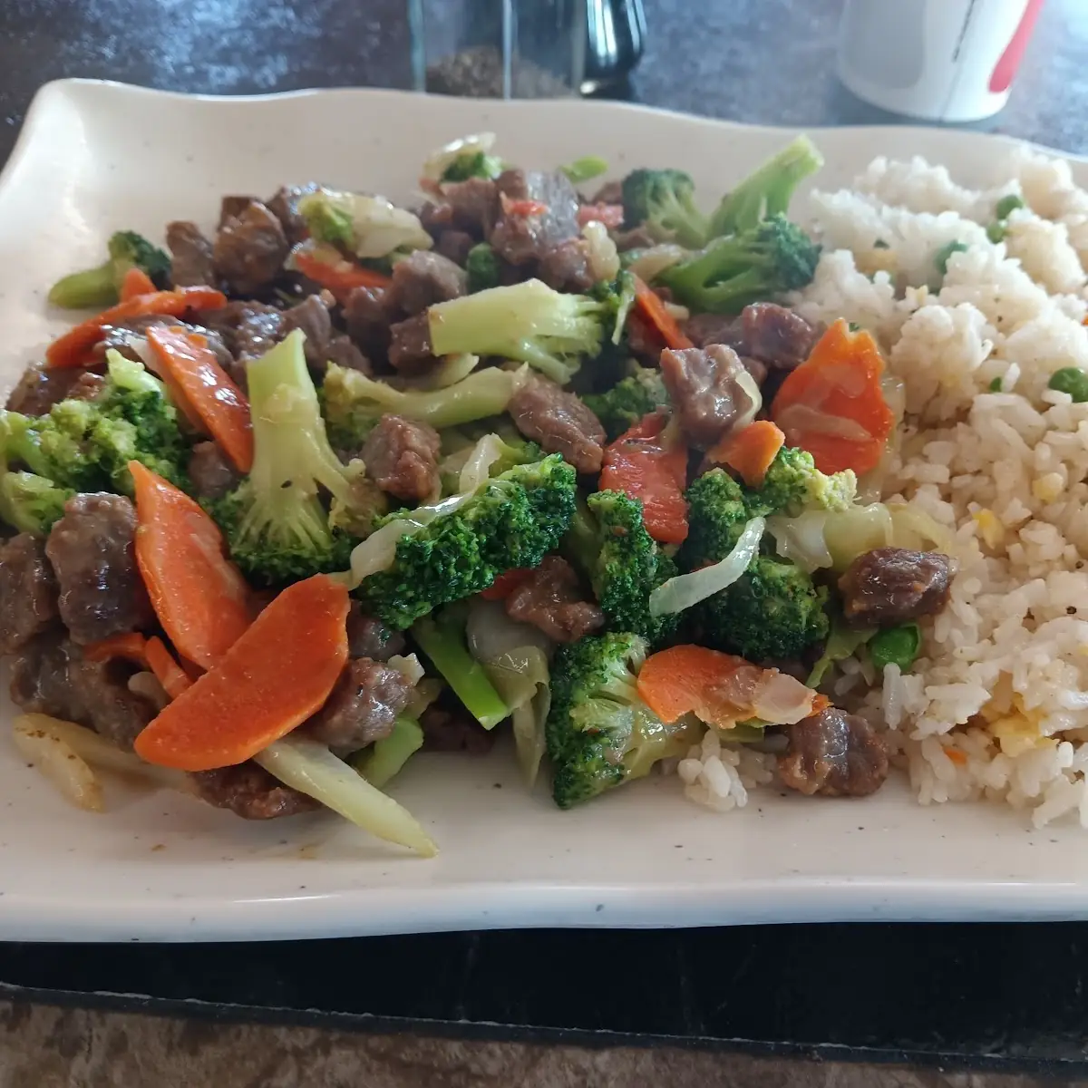 Beef Broccoli with Fried Rice
