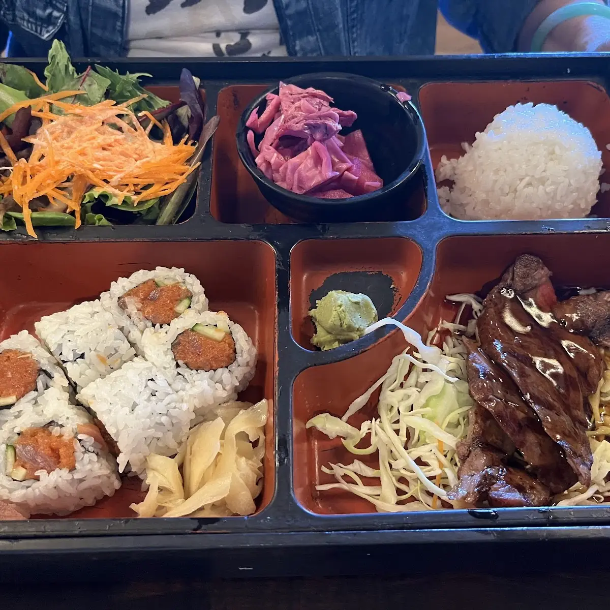 Bento Combo with Teriyaki Chicken and Teriyaki Salmon