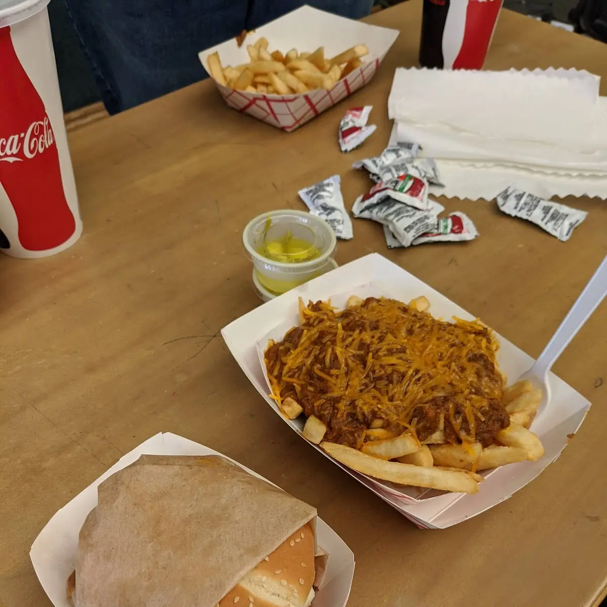 Single Burger and Chili Cheese Fries