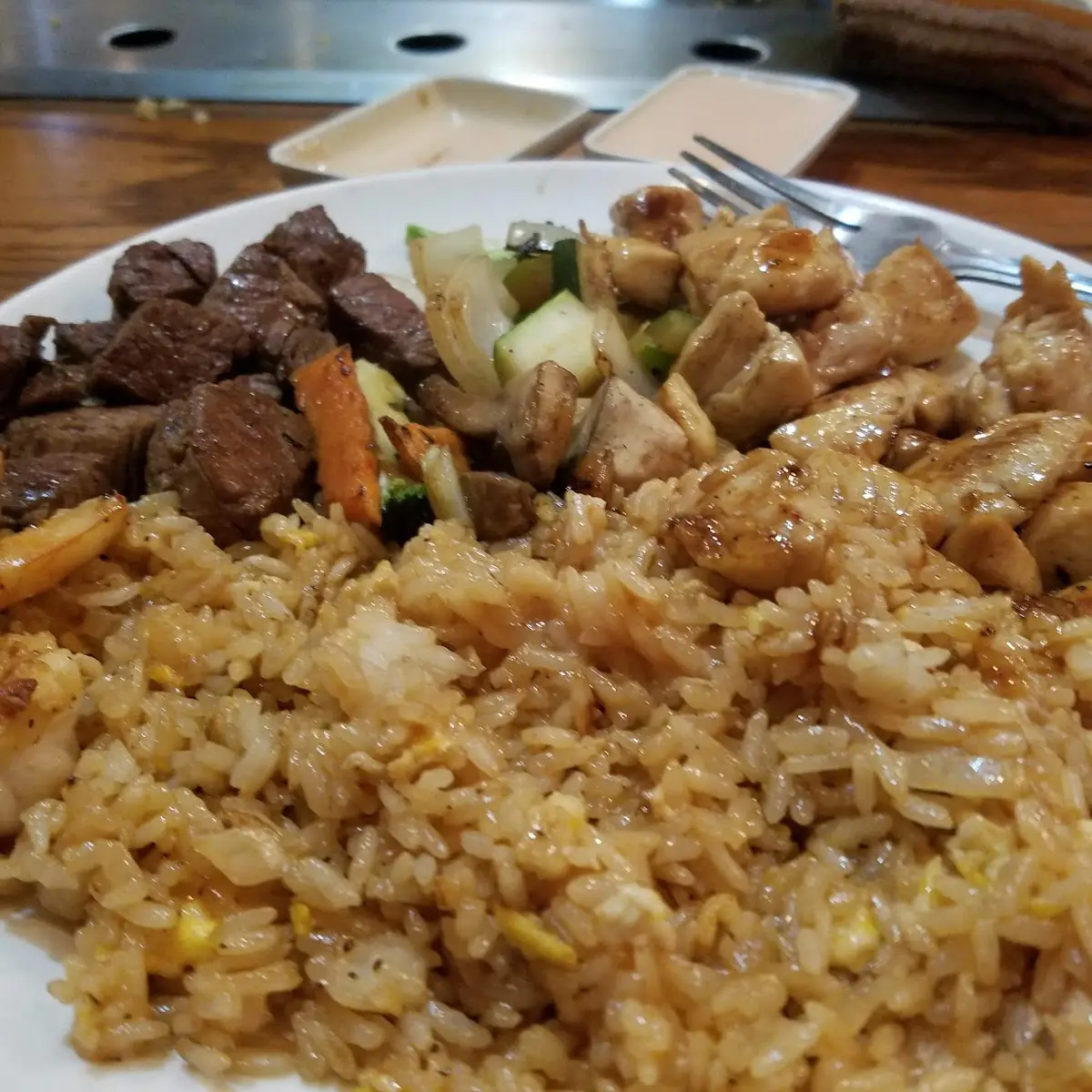 Hibachi Shrimp and Beef Rice