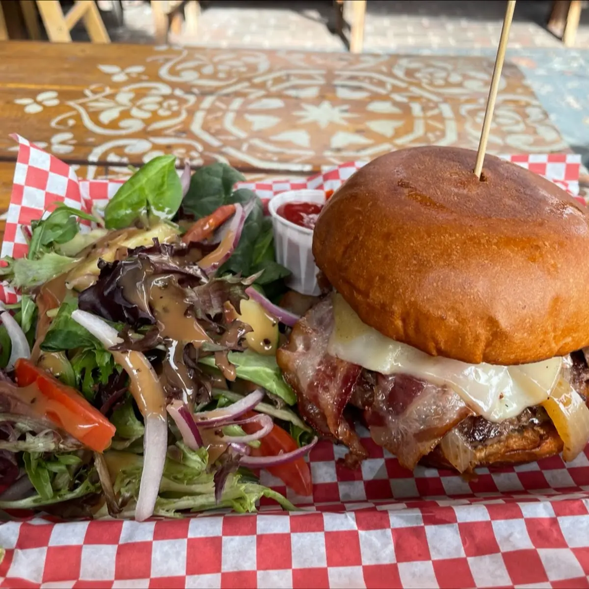 Burger and Side Salad