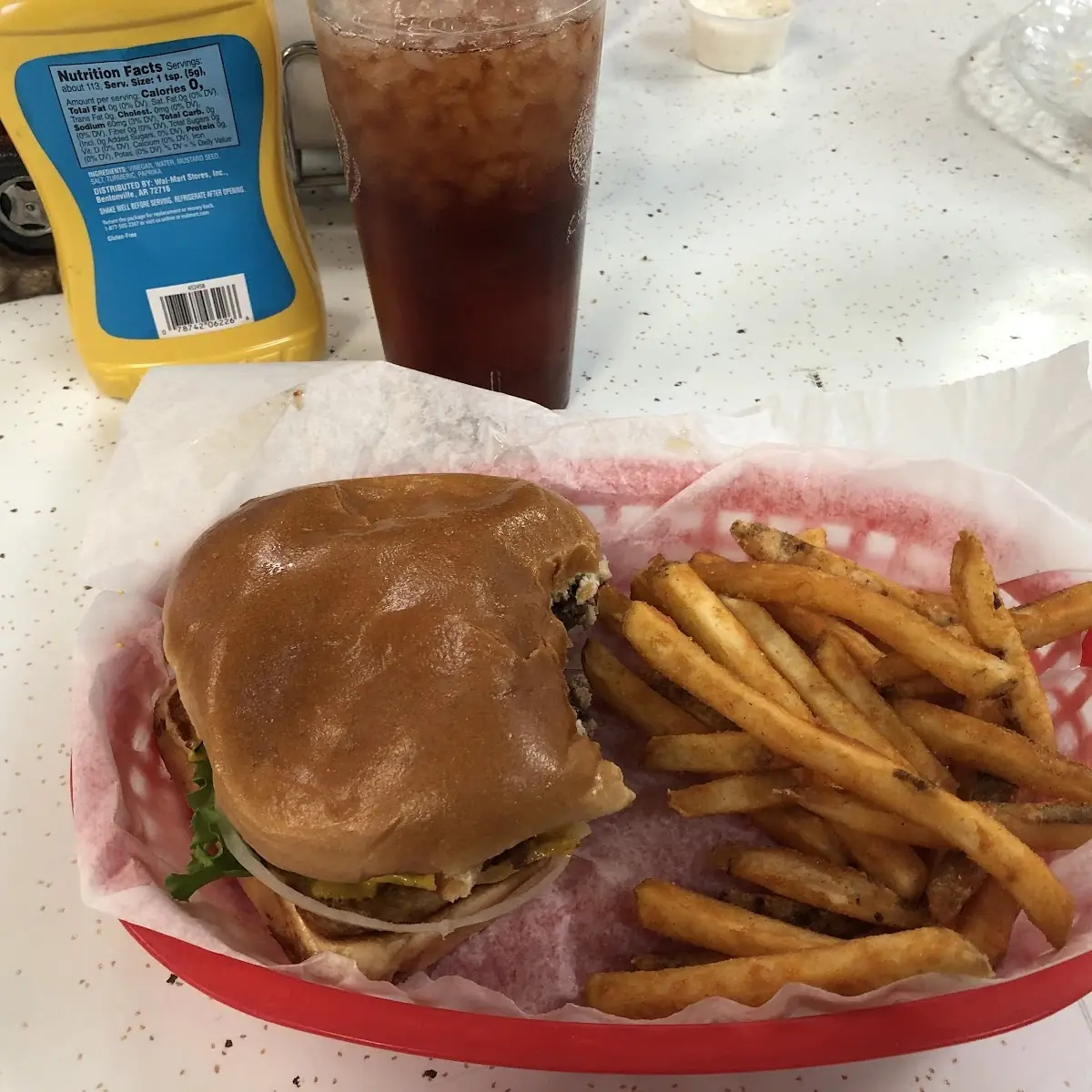 Cheeseburger and Seasoned Fries